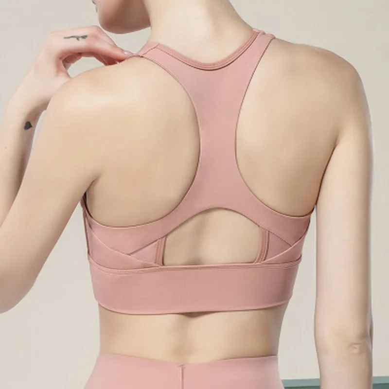 

2020 New Nude Sports Bra Women Solid Color Breathable Running Outer Wear Sports Vest Gym Fitness Yoga Outdoor Exercise Clothes