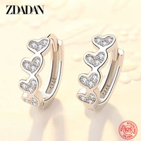 zdadan 925 sterling silver heart hoop earrings for women fashion wedding jewelry party gifts