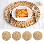 Круглый соломенный коврик ручной работы, изоляционная подставка для обеденного стола, дренажный коврик для чаши, кухонные украшения, аксессуары