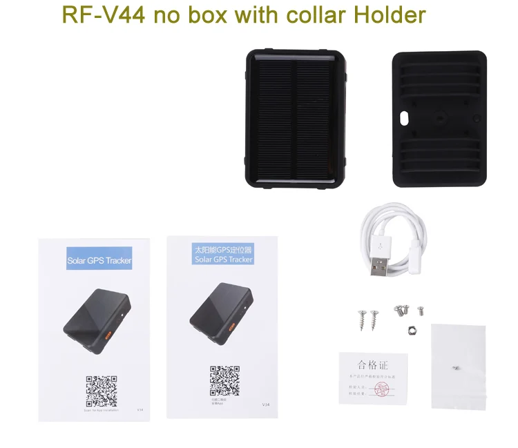 no box with collar RF-V44 4G LTE gps устройство слежения солнечной энергии, определяющий местоположение в реальном времени, отключение топлива удаленно мини gps GSM трекер с держателем опций - Цвет: no box with collar