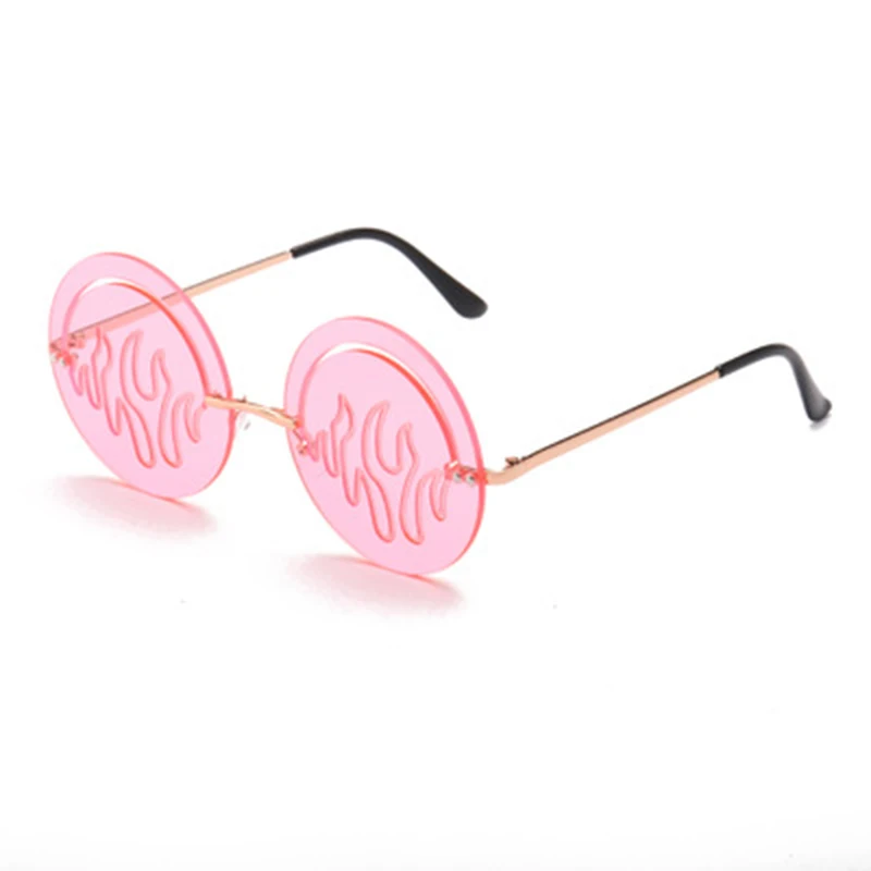 

Fashion round flame-shaped sunglasses female rimless hollow ocean mirror glasses male rimless sunglasses