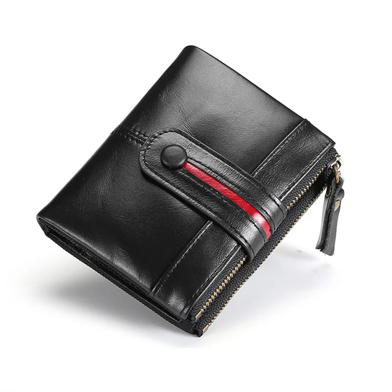 Rfid Wallet Women's 100% Genuine Leather Wallet Coin Purse Small Mini Card Holder Portomonee Female Walet Short Money Bag black