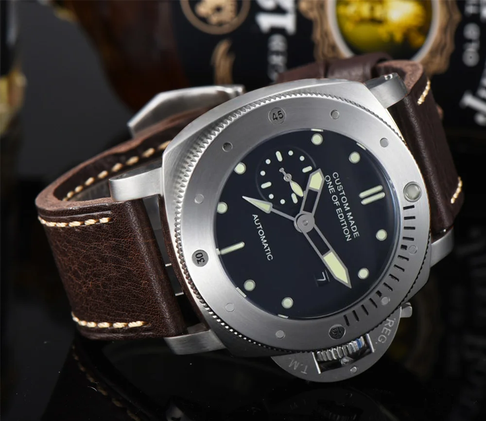 47 мм GMT часы механический автоматический механизм 316L нержавеющая сталь PVD
