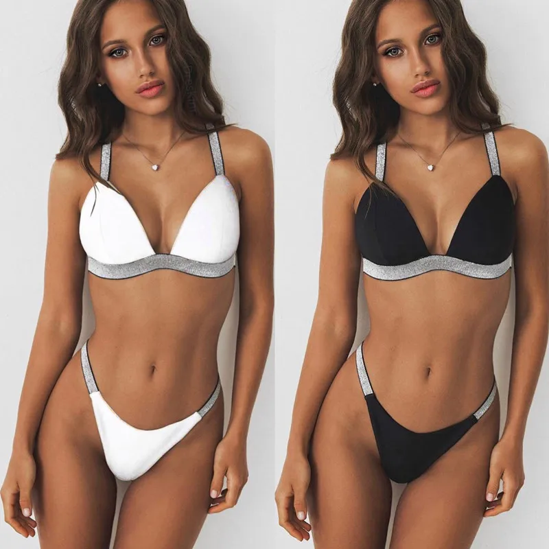 

New Flash Bandage Women's Bikini Swimsuit Sexy Women's Swimsuit Essential Plain Sexy Bikini For Swimming Party Two Piece Suit