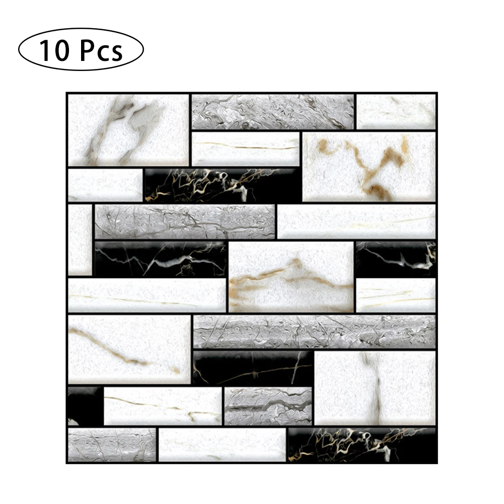 

10Pcs 30CM Large 3D Wall Sticker Tile Self-adhesive Kitchen Cover Bathroom Room Decoration Waterproof PVC Wallpaper Stickers