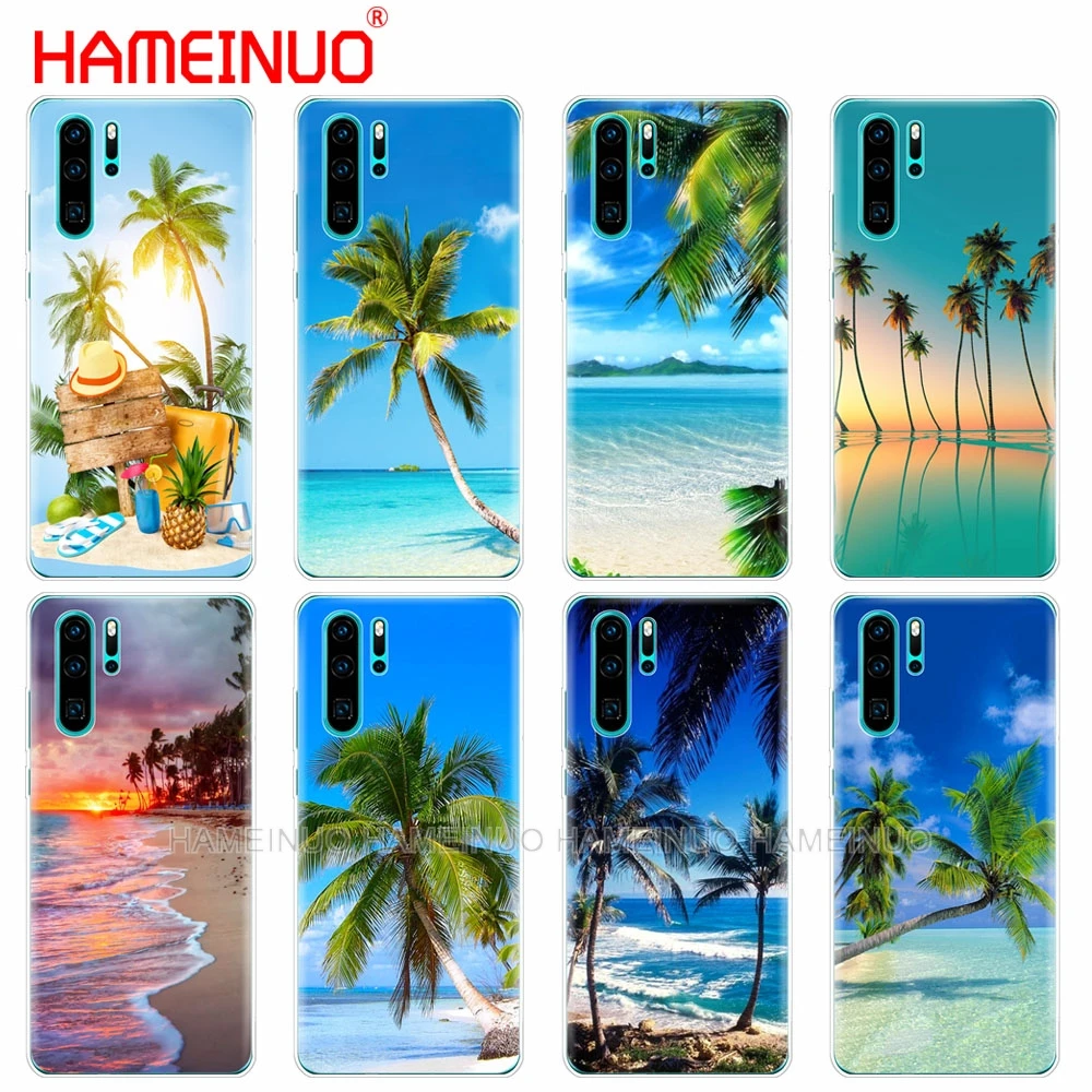 Силиконовый чехол для телефона huawei P30 PRO LITE P SMART 2019 plus p smart Z p20 lite 2019, лето, пляж, закат, море, Пальма