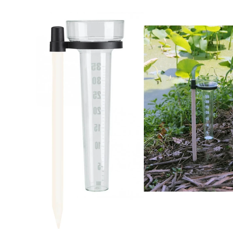 

Outdoor Rain Gauge Plastic Rain Gauge with Holder Rain Collector Garden Farm Rainfall 35mm Capacity 9.5 inch