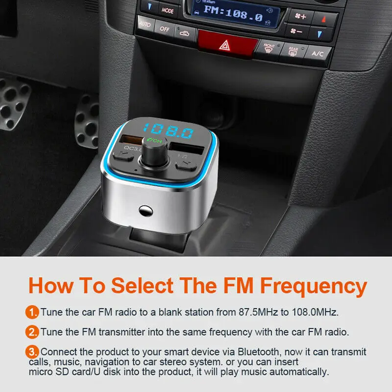 

Bluetooth FM Transmitter Wireless In Car Kit Radio MP3 Player USB Charger Handsfree