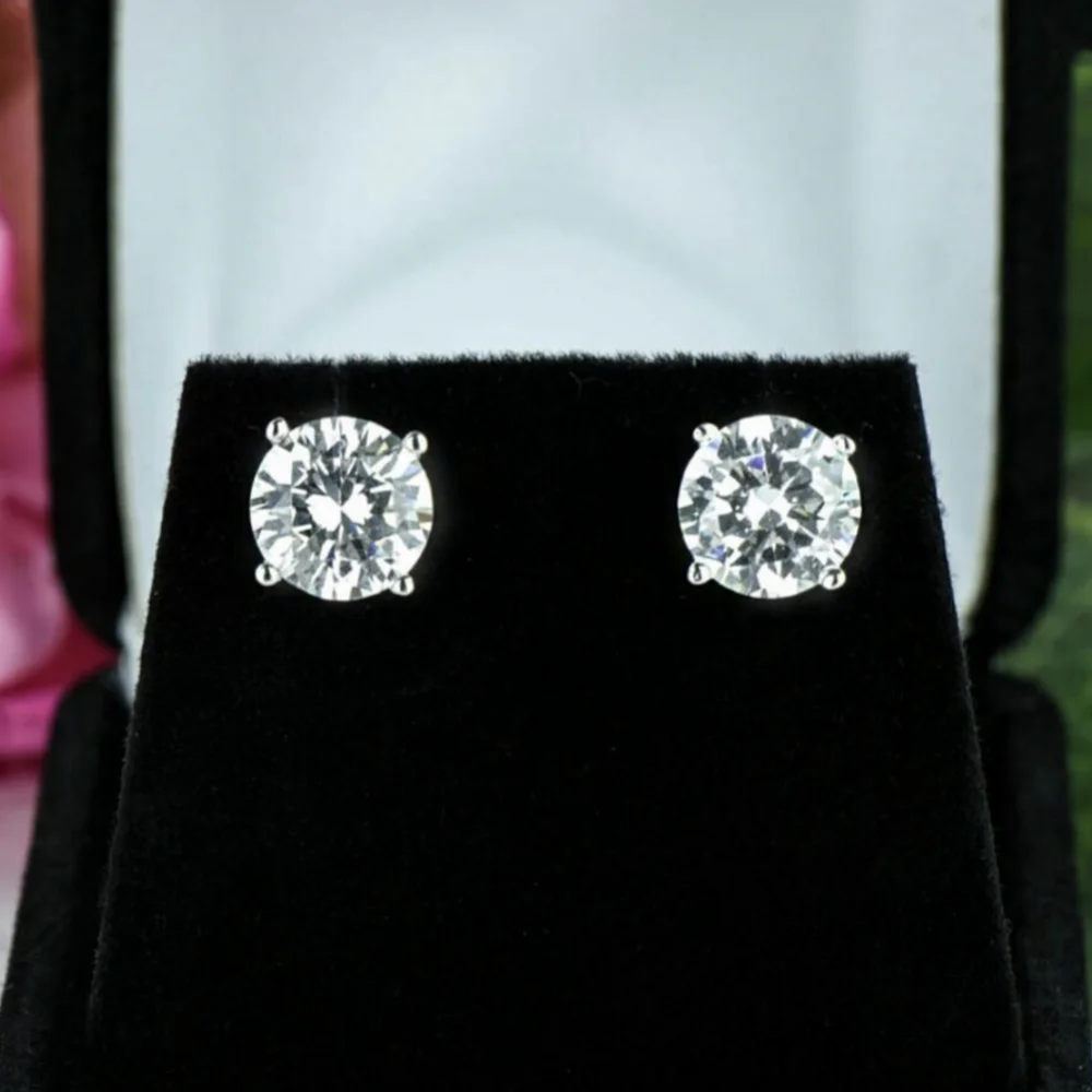 Вечные серьги-гвоздики из стерлингового серебра 925 пробы классические круглые