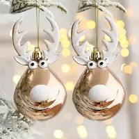 Рождественские шары, украшения, безделушка, подвесные шары в виде оленя, реквизит для украшения новогодней елки, 2022, 2 шт.