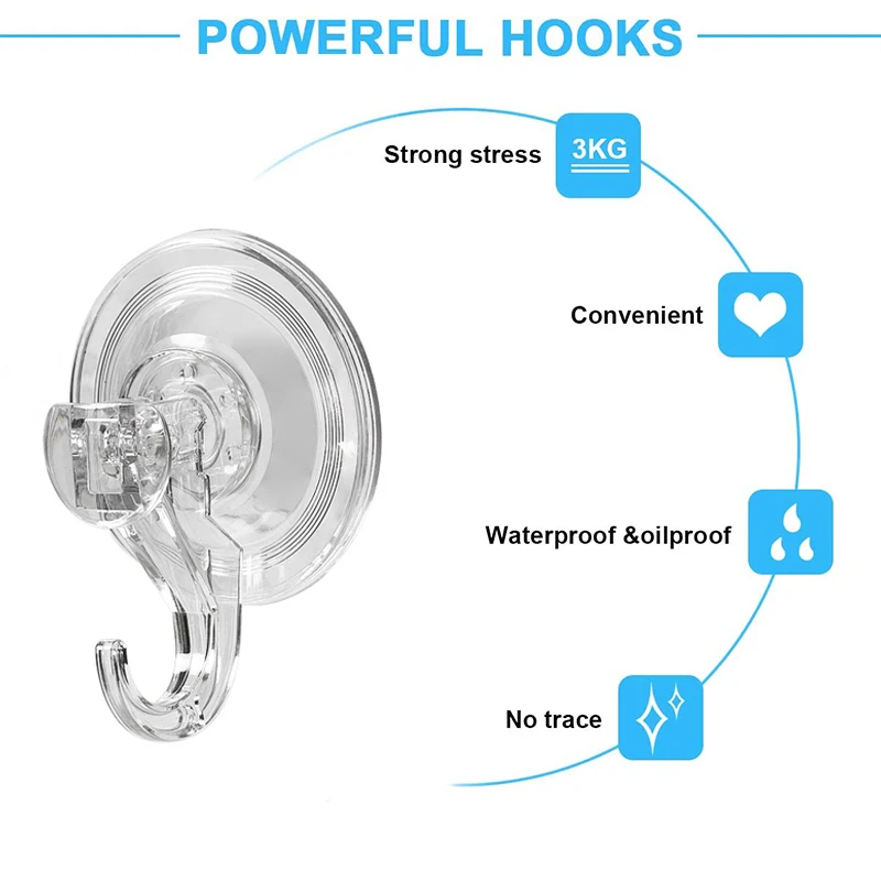 

1/2/3/4/8Pcs Seamless Suction Cup Hook Waterproof Kitchen Bathroom Transparent Vacuum Sucker Hanger