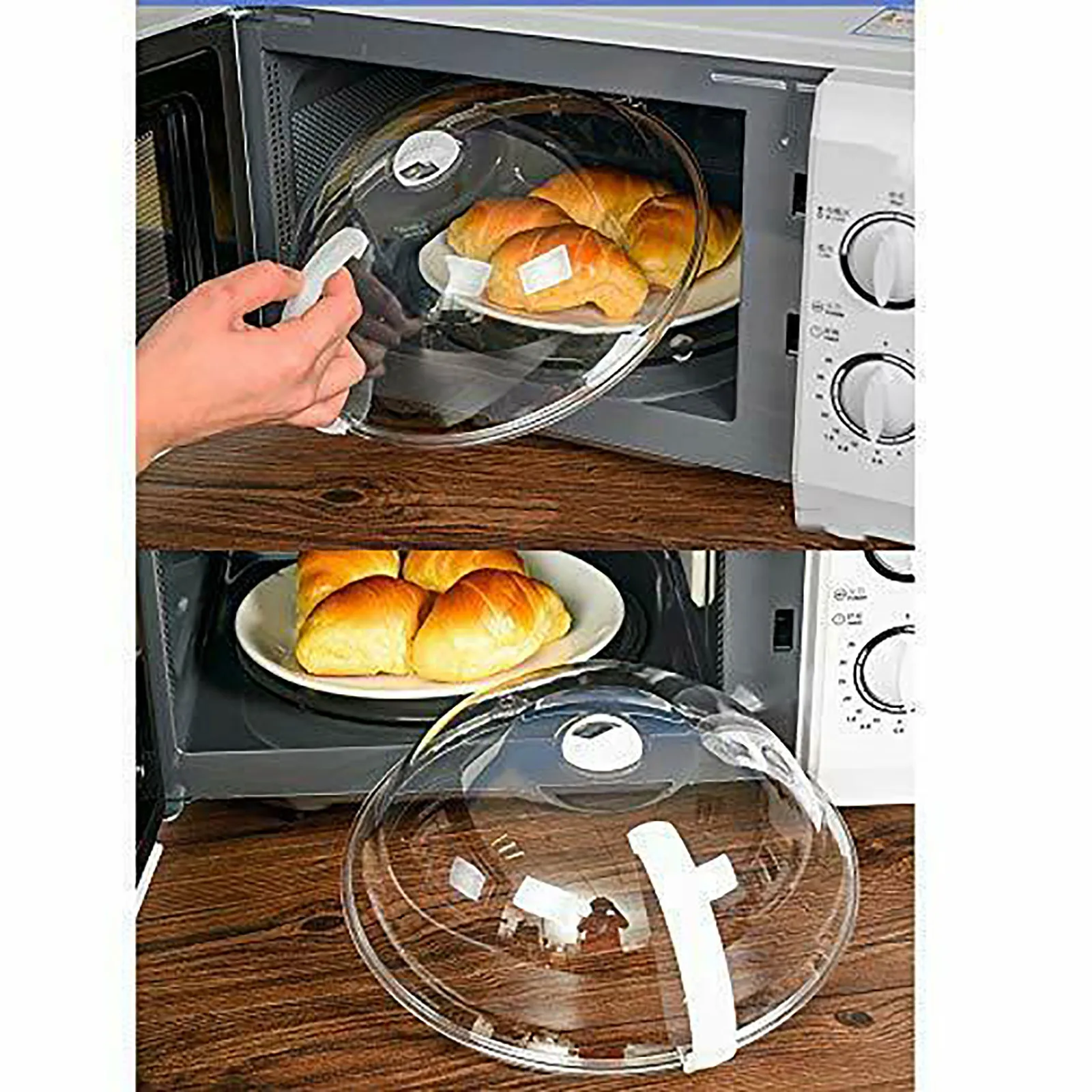 

Microwave Oven Food Cover Heat Resistant Transparent Anti Sputtering Kitchen Cookware Parts Handle Reusable Airtight Food Covers