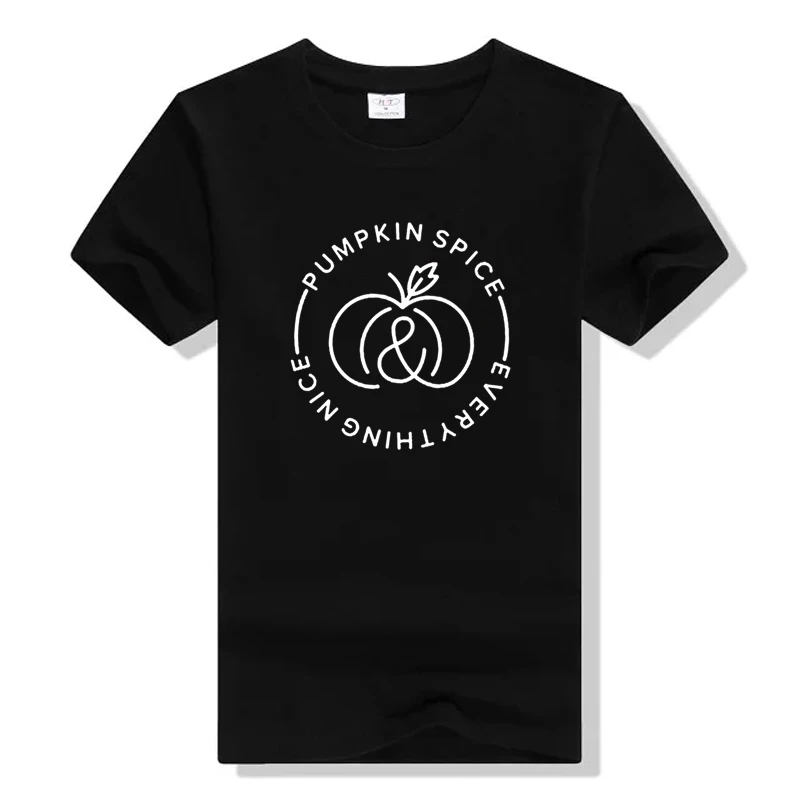 Футболка женская с графическим рисунком тыквы и специй модный топ круглым