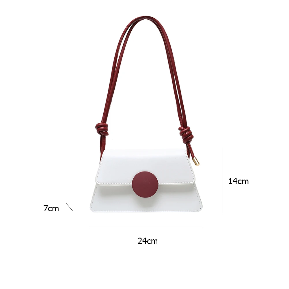 

Fashion Hit Color PU Messenger Bag Women Tie Knot Round Buckle Handbag Tote