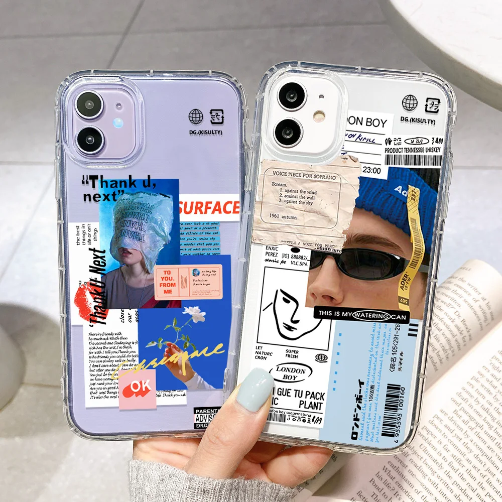 

Case For iPhone 11 12 Pro Max Cases Fashion Art Label Phone Cases For iPhone11 Pro 12 Mini X XS 7 8 SE2020 6 6S Plus Cover Funda