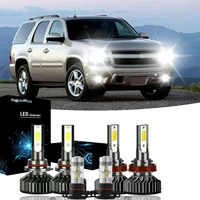 6pcs 12v 6000k led headlight fog light bulbs f2 for chevy suburban tahoe 2007 2014 adjustable car auto replacement accessories