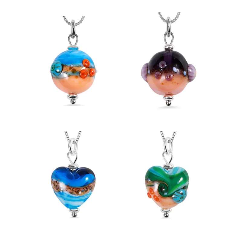 

AILIN Romantic Blue Sea Necklace Beach Necklace Women Kids Cute Necklace 925 Silver Long Chains Necklace