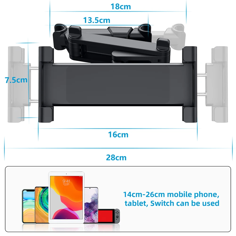

Universal Car Tablet Phone Holder for iPad 6-12 inch Smartphone Tablet Extendable 360 Rotation Automobile Headrest Mount Stand