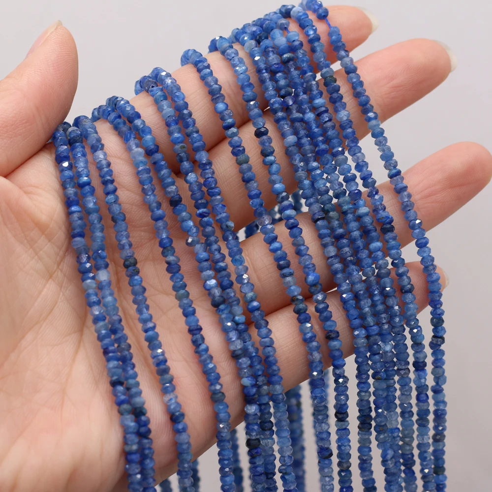 

New Faceted Small Beads Natural Crystal Blue Quartzs Stone Beads for Women Jewelry Making Bracelet Necklace Size 3x2mm