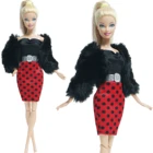 Новинка, модный наряд для куклы BJDBUS, меховое пальто, зимняя одежда для вечеринки, мини-платье-туба, Одежда для куклы Барби, аксессуары, детская игрушка в подарок