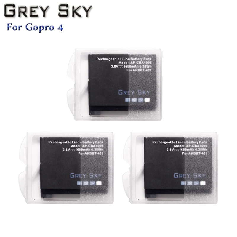 3 battery Для GoPro Hero4 Hero 4 батарея+ ЖК двойное зарядное устройство для go pro AHDBT-401 HERO4 черный серебряный Аксессуары для экшн-камеры - Цвет: 3 battery