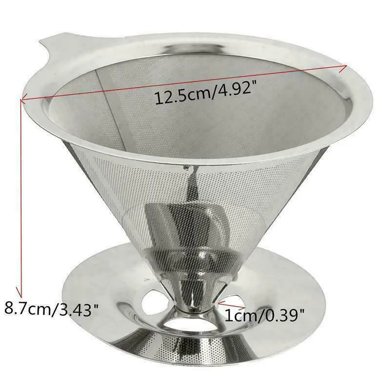 

Stainless Steel Paperless Pour Over Coffee Reusable Cone Coffee Dripper Filter