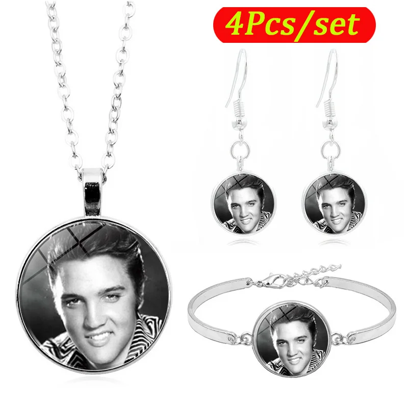 Фото Elvis Presley фото стекло кабошон модные ювелирные изделия Комплект ожерелье браслет