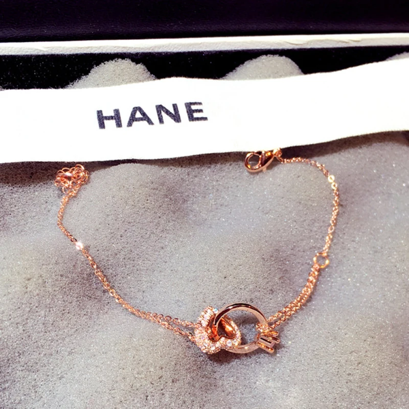 

2021 New Arrive Popular Design 14k Real Gold Heart Charm Bracelet for Women Jewelry Shiny High Quality AAA Zirconia Accessories
