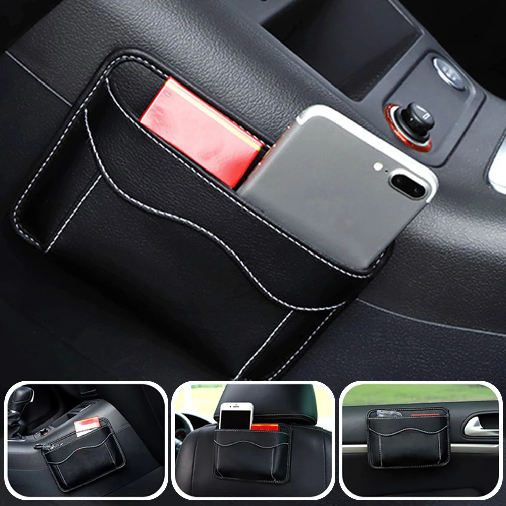 

Автомобильный карман сумки Универсальный Автомобильный ящик для хранения мешок для сбора для кредитных карт мобильный телефон липкий внут...