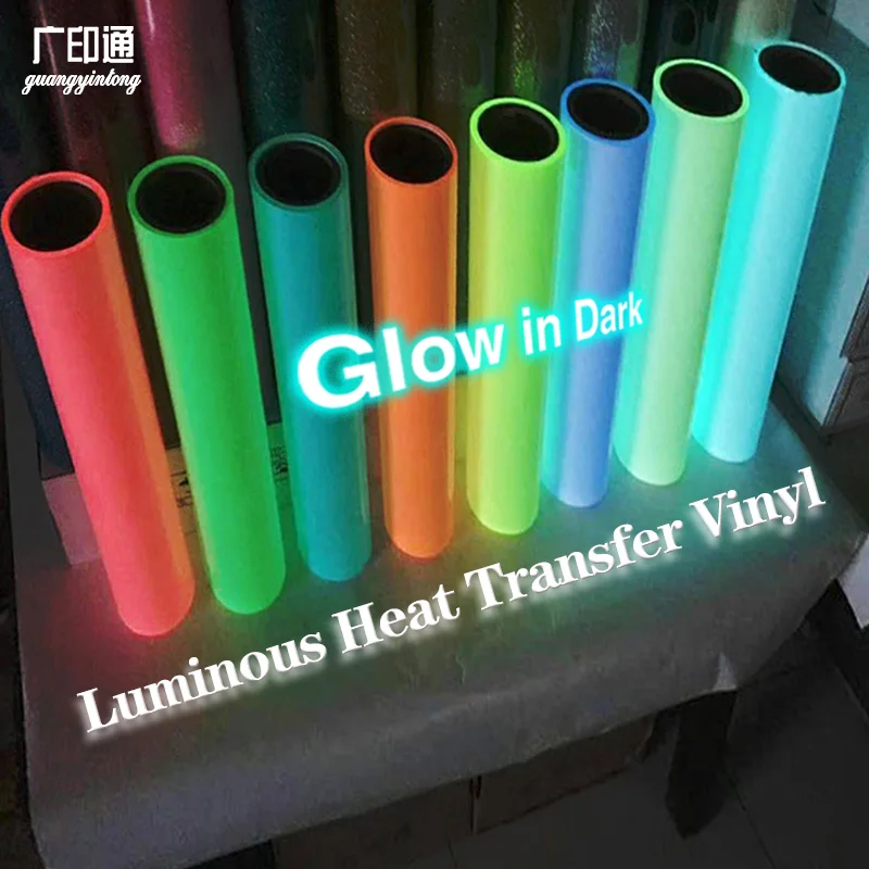 

12x330cm*100cm Factory direct sales Glow In the Dark Heat Transfer Vinyl Film Luminous HTV for Iron On T-Shirts Bags