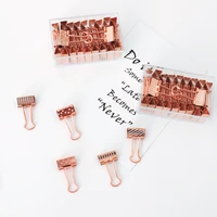 tutu 20 pcs box fresh style point striation print rose gold metal binder clips notes letter paper clip office supplies h0150