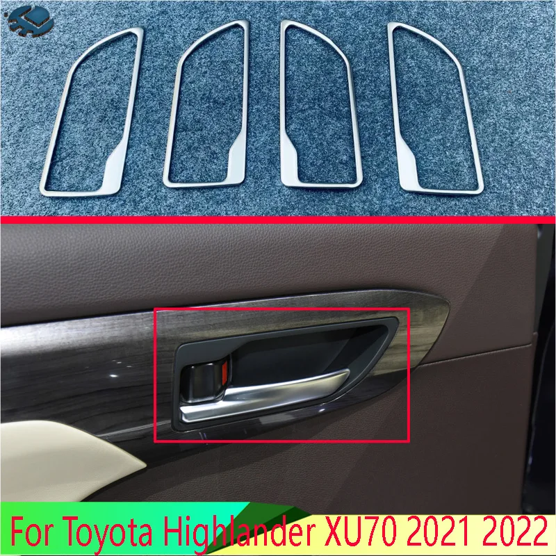 

For Toyota Highlander XU70 2021 2022 ABS Chrome Inner Door Handle Cover Catch Bowl Trim Insert Bezel Frame Garnish