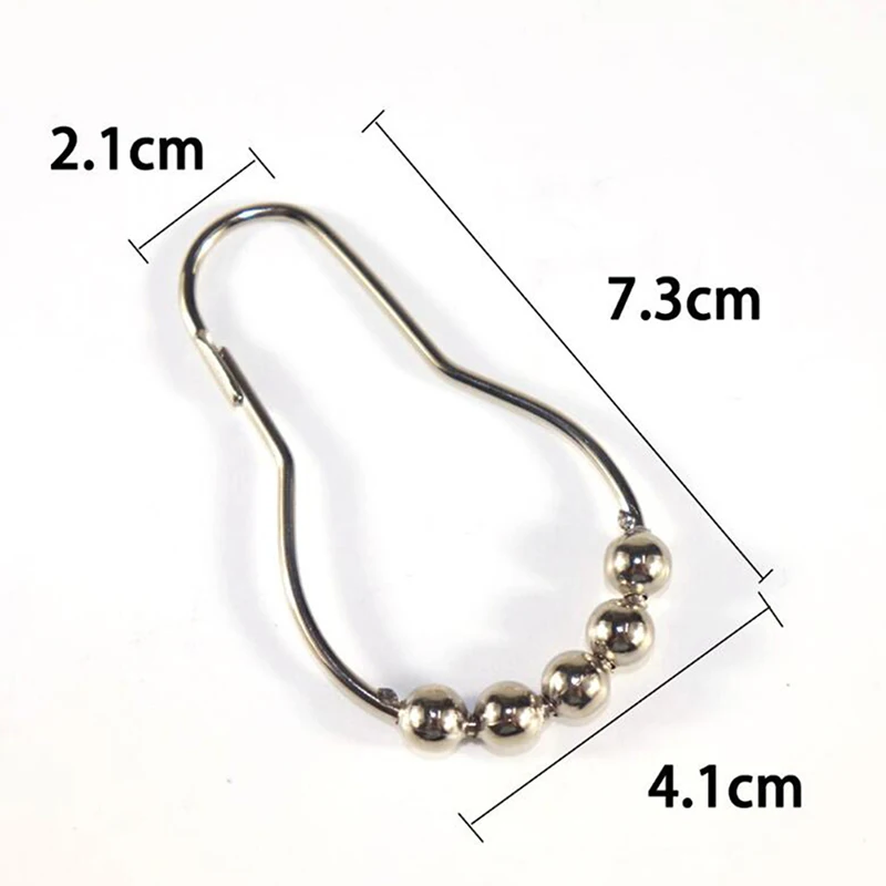 

12Pcs Stainless Steel Curtain Hooks Bath Rollerball Shower Curtains Hooks Glide Rings Convenient Home Bathroom Accessories