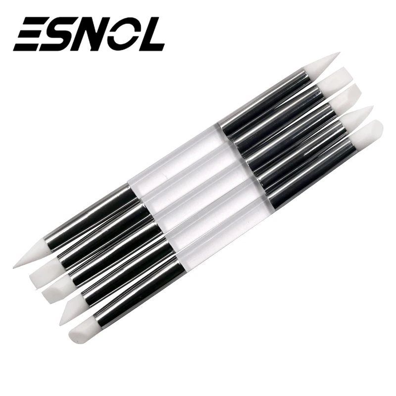 

Esnol 5Pcs/set Silicone Nail Art Brushes Color Painting Pen New 2 Sides For Nail Art Rhinestone Manicure Tools