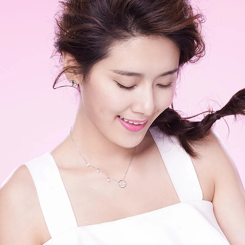 

gN Pearl Smile Face Pendant Minimalist Necklaces 4-5mm Natural Freshwater Pearl 925 Sterling Silver Choker Chain gNPearl