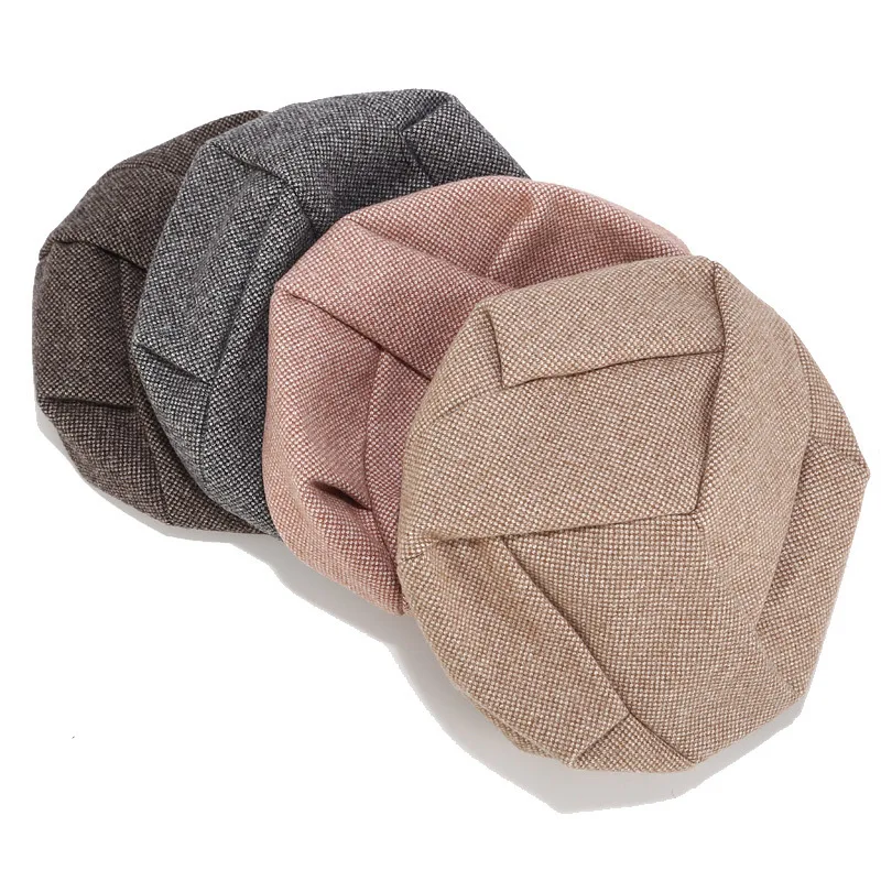 Женский клетчатый берет зимняя простая шляпка в британском ретро стиле