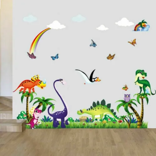 Наклейки на стену Животные Динозавр ДЖУНГЛИ зоопарк Сова Дерево питомник