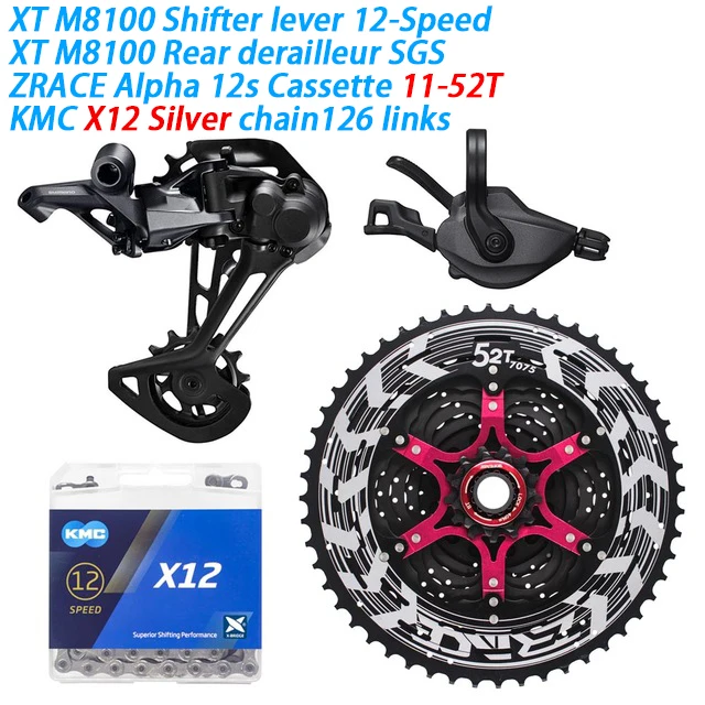 M8100 X12SL 11-52T SHIMANO DEORE XT M8100 12-Скорость указано MTB горный велосипед 12-Скорость 52T SL+ RD+ ZRACE+ X12 M8100 переключения передач задний переключатель двухколесного велосипеда - Цвет: M8100 X12SL 11-52T