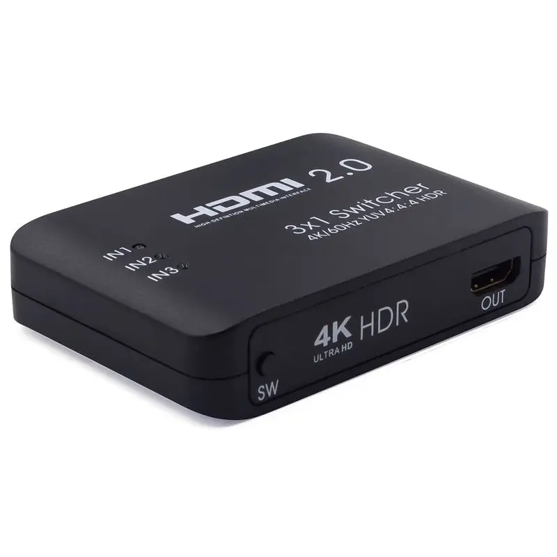 AAAE Top-3x1 HDMI Switch Switcher 4K 60Hz 4:4:4 UHD HDR HDCP 2.2 CEC 18Gbps Ultra Slim | Электроника
