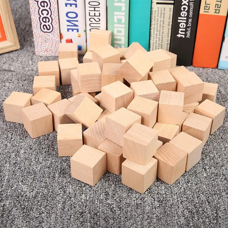 

MOLD Wooden Cubes Natural Unfinished Craft Wood Blocks for Baby Shower Pack of 20