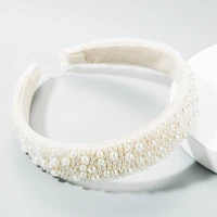 2021 luxury new full pearl elegant sparkly hairbands for women wedding wide hair hoop wide brimmed fashion pearls headbands