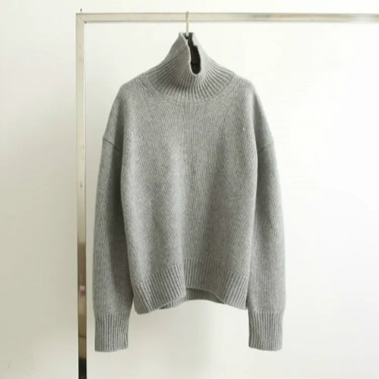 LHZSYY2021 Autumn Winter New 100%Wool Sweater Women's High-Neck Thick Knit Korean Large Size Pullover Wild Warm Cashmere Sweater