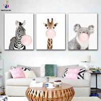 diy coloring paint by numbers animal blowing pink bubbles figure paintings by numbers with kits 40x50 framed decor three pieces