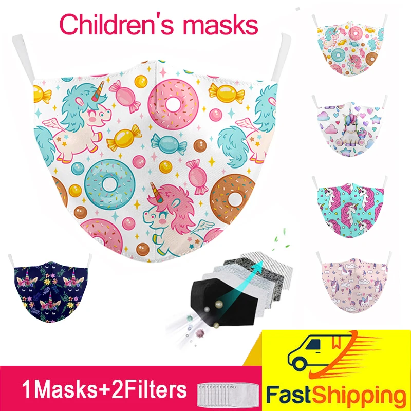 Детская маска пончик единорог печати мультфильмы детская PM2.5 лицевая с фильтром