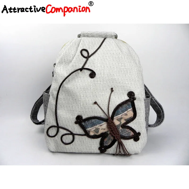 Женский льняной рюкзак ручной работы Модный этнический праздничный подарок с
