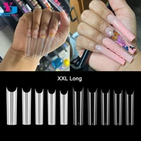 500pcsbag xxl false nail tips extra long full cover fake tip square clearnatural press on nails extensions 10sizes new salon