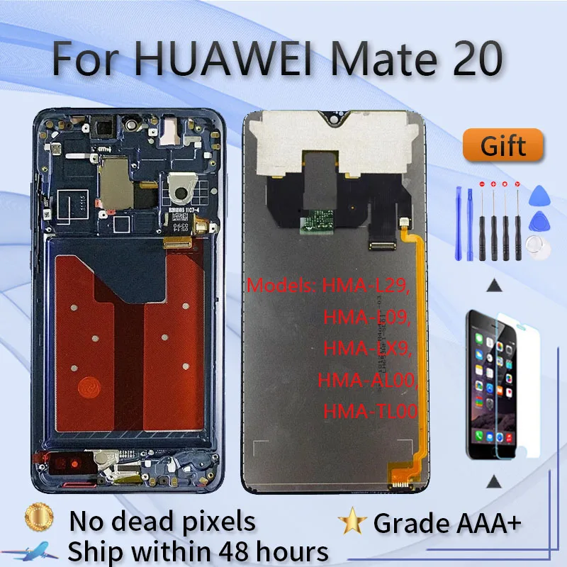 

Для HUAWEI Mate 20 HMA L09 L29 ЖК-экран в сборе с передним сенсорным стеклом, оригинальный синий, сумерки, черный, зеленый, розовый