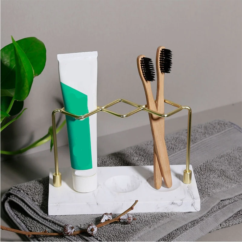 

Marble Pattern Cosmetic Brush Storage Rack Desktop Dressing Table Finishing Rack Toothbrush Holder