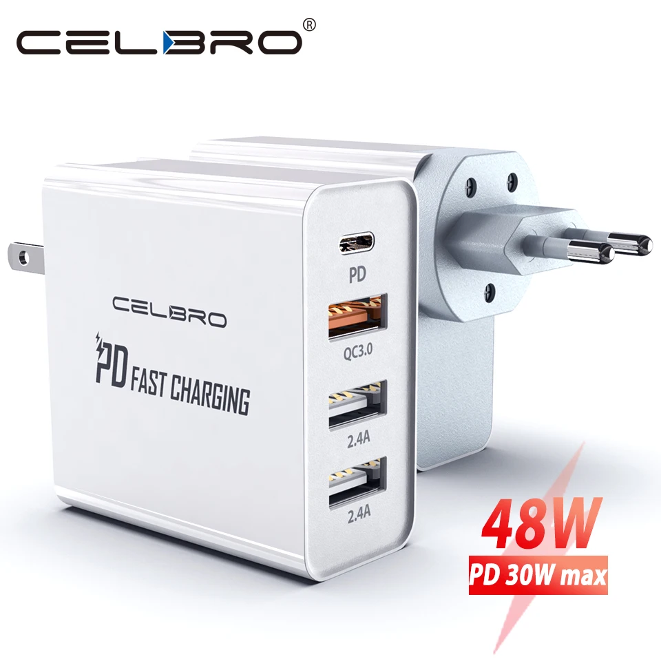 48 Вт многопортовое USB PD зарядное устройство для macbook QC 4 0 3 порта быстрое типа C