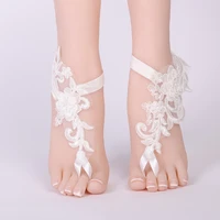 elegant lace wedding barefoot sandals anklets shoes with toe sandbeach bridal beach sunbathing 2020